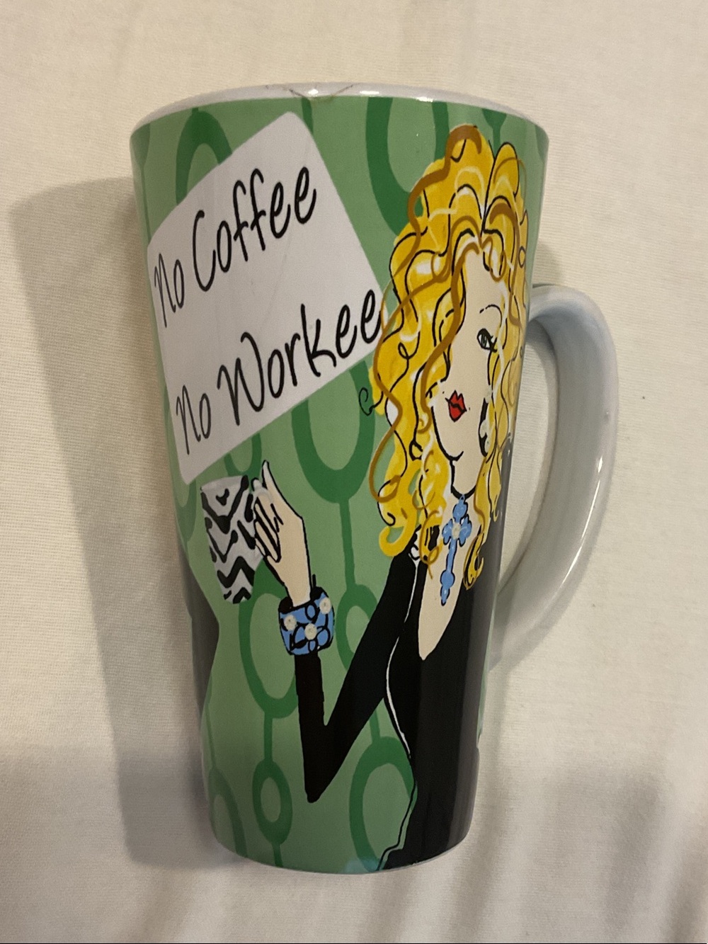 Delish Coffee Mug “No Coffee, No Workee”